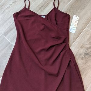 Almost Famous Wine Bodycon Wrap Wine Dress
